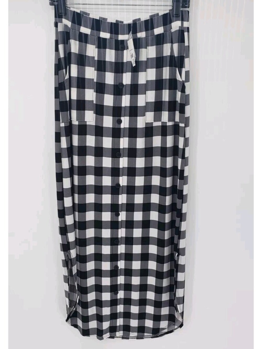 EST. 1946 Skirt Women's XS Checkered Gray Stretch Elastic Waist Long Modest New